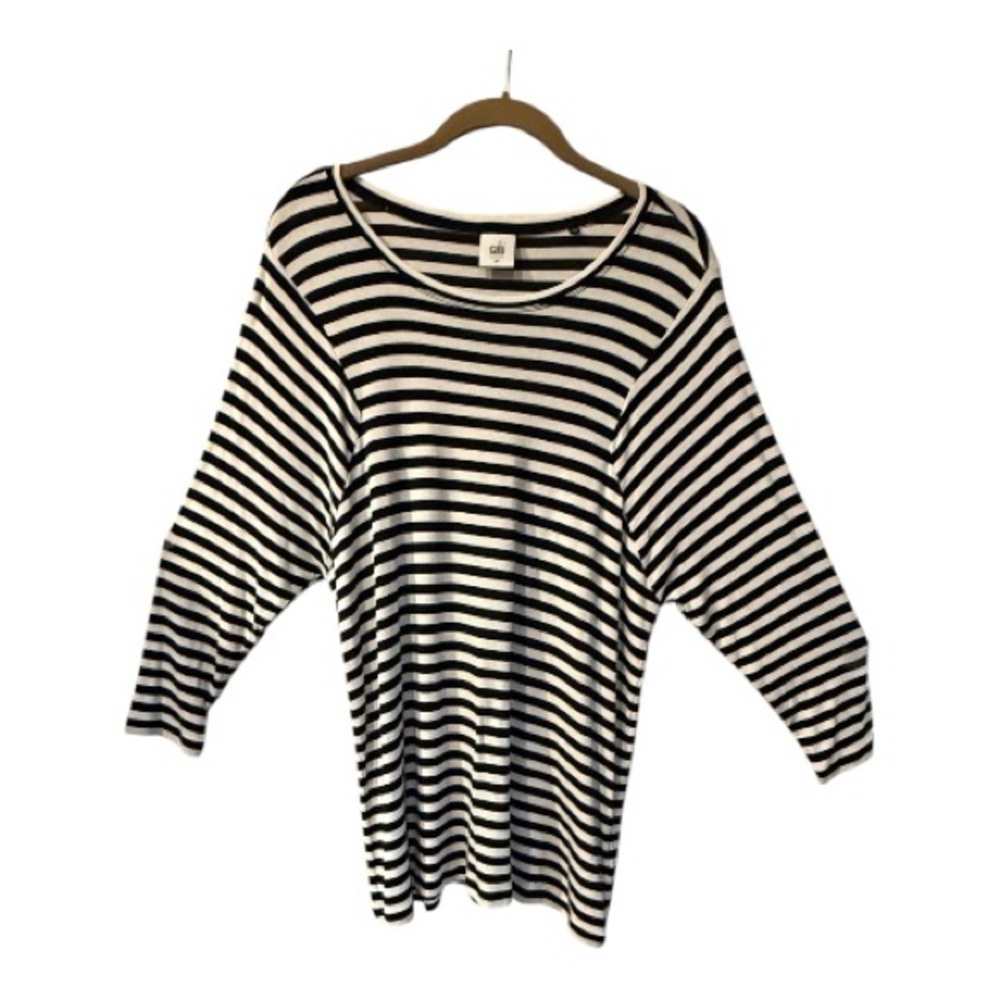 CABI stretch black/white striped Women's Top, medium - Picture 3 of 11